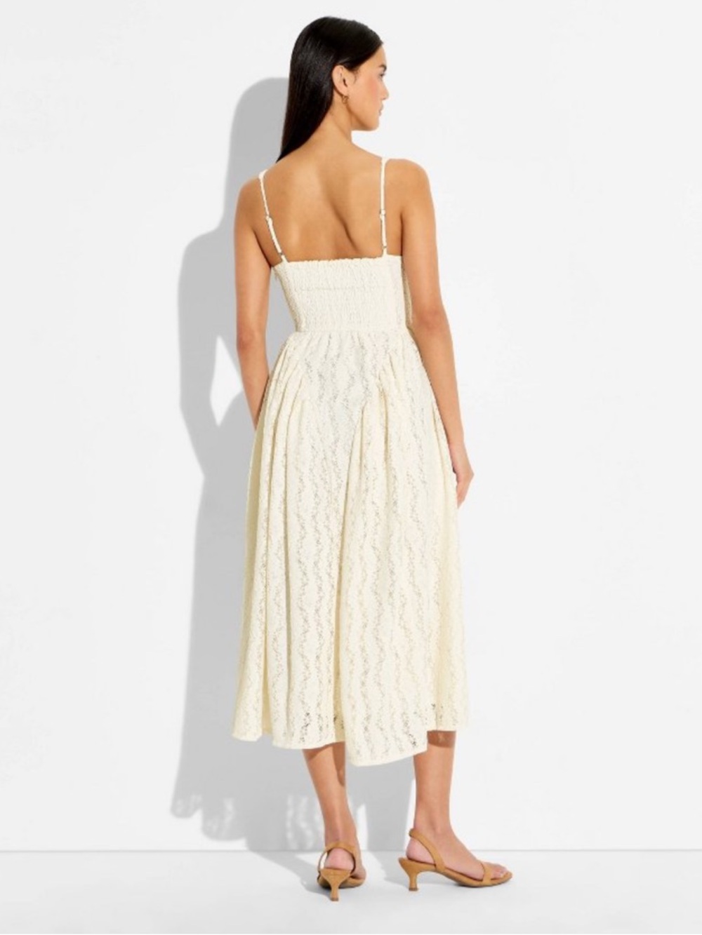 Women's Midi Lace Basque Empire Waist Dress - Wild Fable™ Cream S - Picture 3 of 3